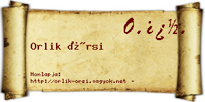 Orlik Örsi névjegykártya